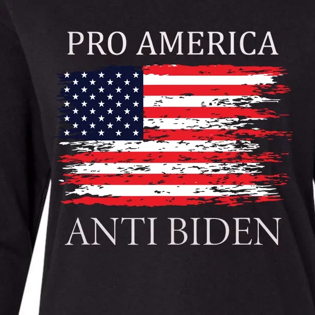 Pro America Anti Biden Flag Impeach Joe Biden Anti Biden Womens Cotton Relaxed Long Sleeve T-Shirt