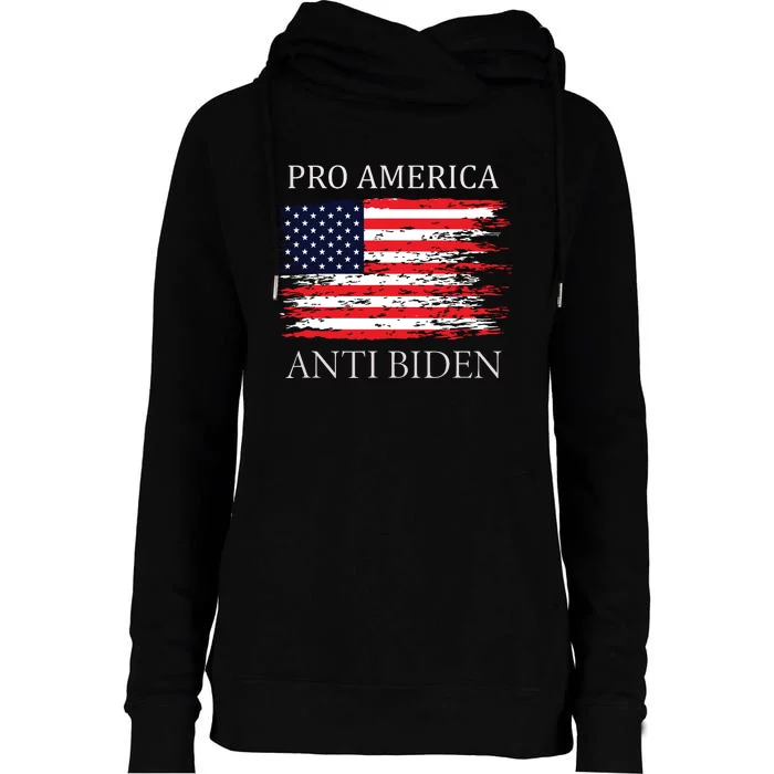 Pro America Anti Biden Flag Impeach Joe Biden Anti Biden Womens Funnel Neck Pullover Hood