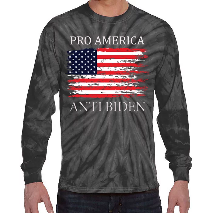 Pro America Anti Biden Flag Impeach Joe Biden Anti Biden Tie-Dye Long Sleeve Shirt