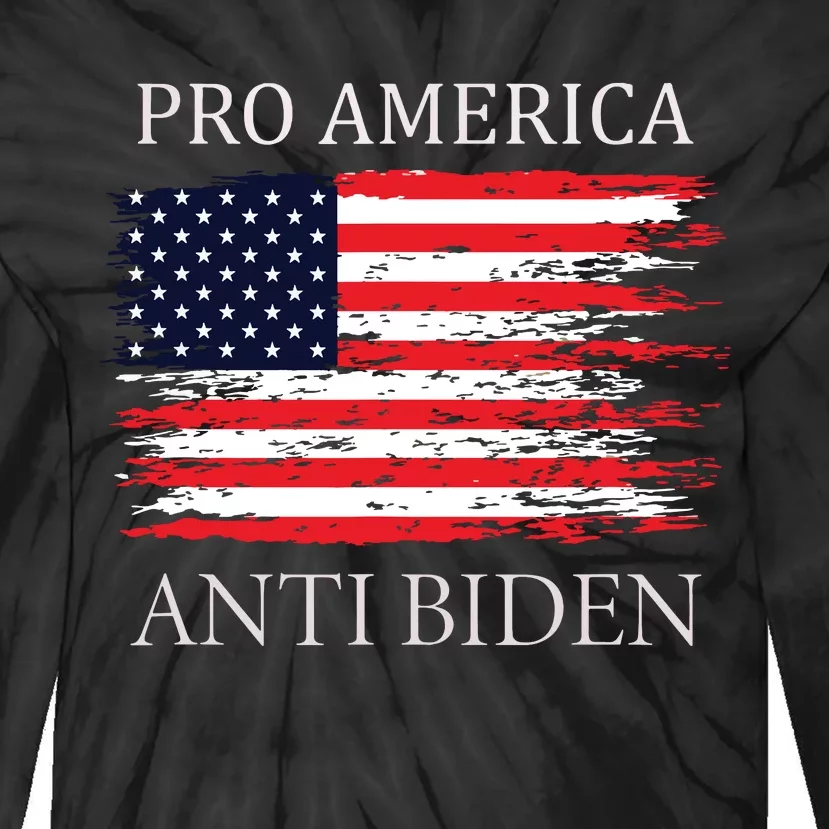 Pro America Anti Biden Flag Impeach Joe Biden Anti Biden Tie-Dye Long Sleeve Shirt