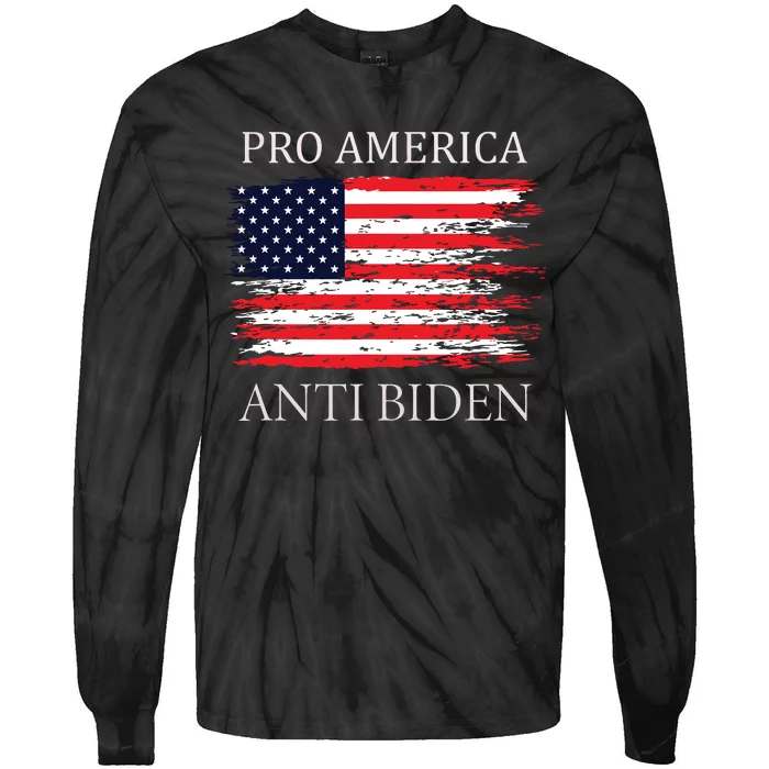 Pro America Anti Biden Flag Impeach Joe Biden Anti Biden Tie-Dye Long Sleeve Shirt