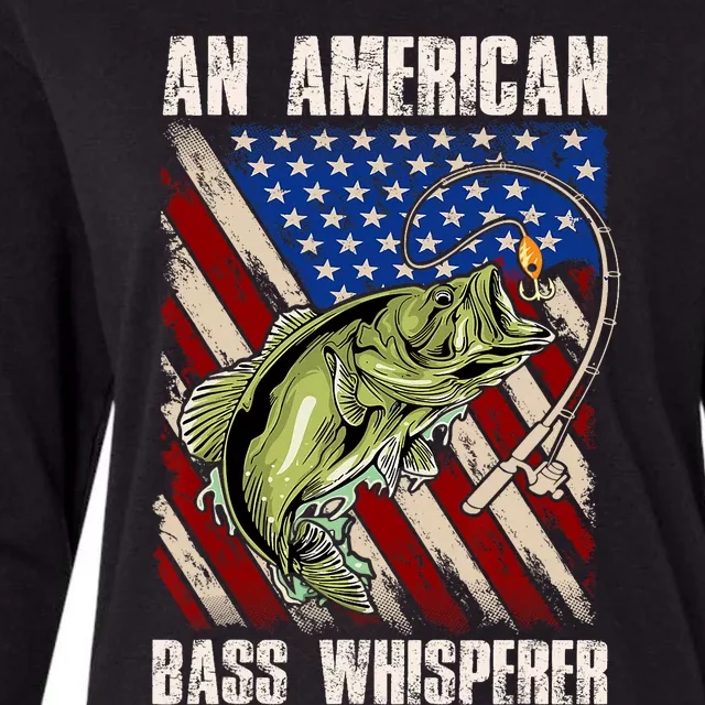 Patriotic Anglers American Bass Whisperer Fisherman Womens Cotton Relaxed Long Sleeve T-Shirt