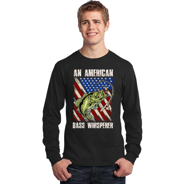 Patriotic Anglers American Bass Whisperer Fisherman Tall Long Sleeve T-Shirt