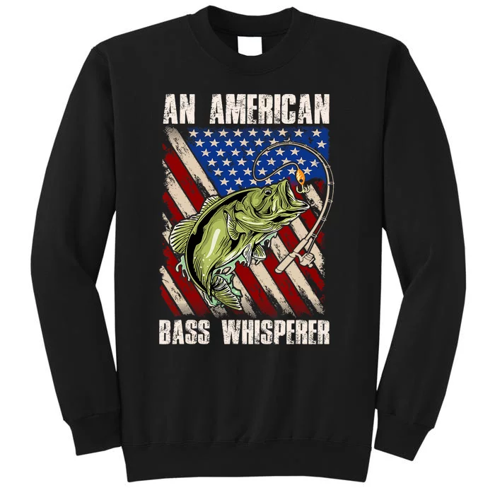 Patriotic Anglers American Bass Whisperer Fisherman Tall Sweatshirt