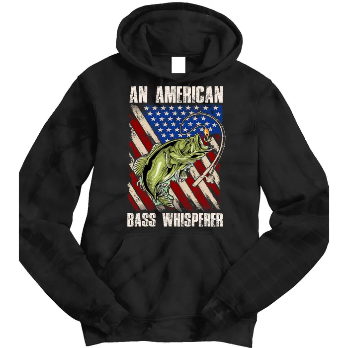 Patriotic Anglers American Bass Whisperer Fisherman Tie Dye Hoodie