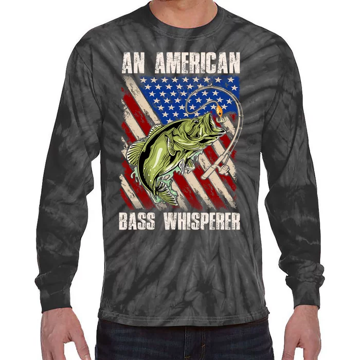 Patriotic Anglers American Bass Whisperer Fisherman Tie-Dye Long Sleeve Shirt