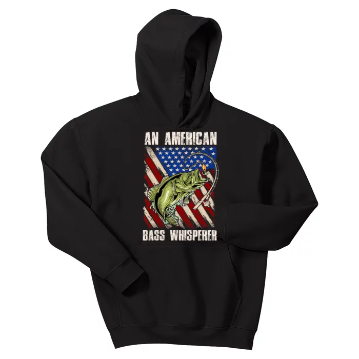 Patriotic Anglers American Bass Whisperer Fisherman Kids Hoodie