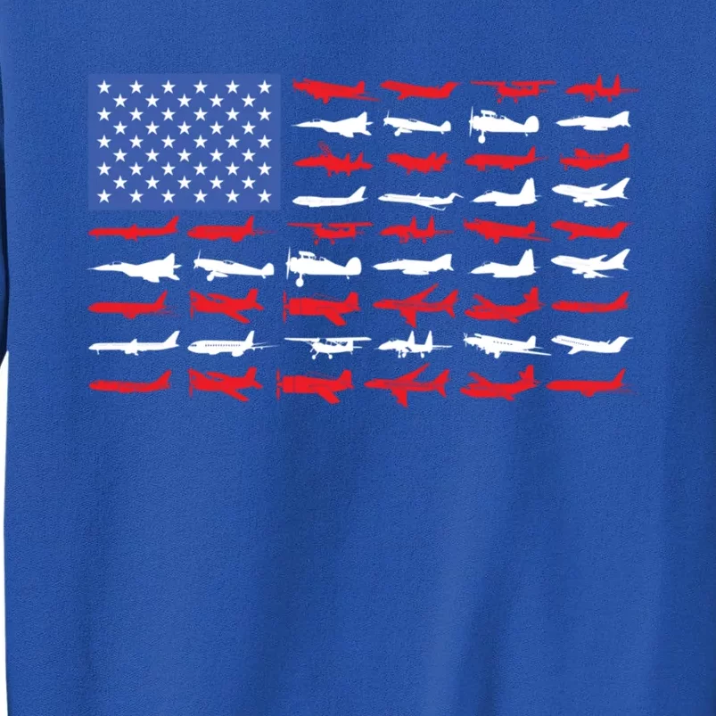 Pilot Airplane American Flag Plane Aviation Gift Tall Sweatshirt