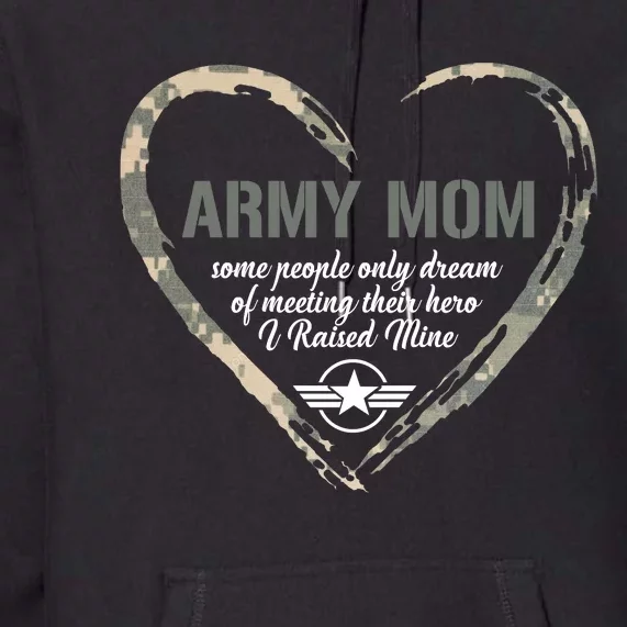 Proud American Army Mother Woman Army Woman Proud Mom Heart Military Mom Premium Hoodie