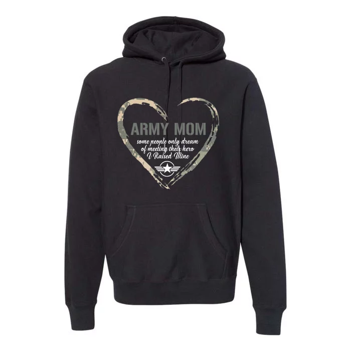 Proud American Army Mother Woman Army Woman Proud Mom Heart Military Mom Premium Hoodie