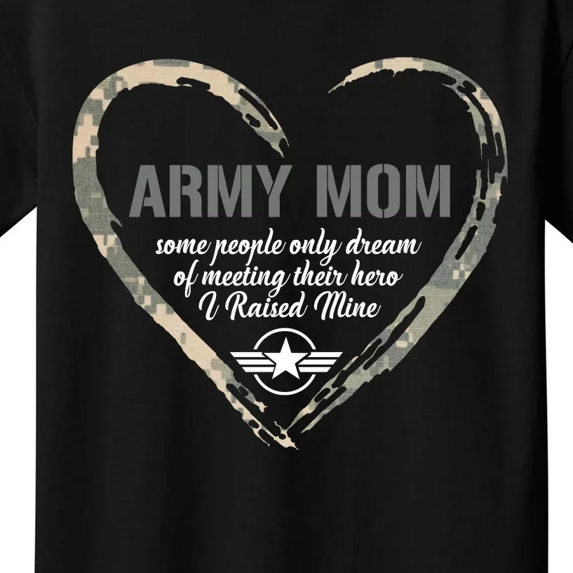 Proud American Army Mother Woman Army Woman Proud Mom Heart Military Mom Kids T-Shirt