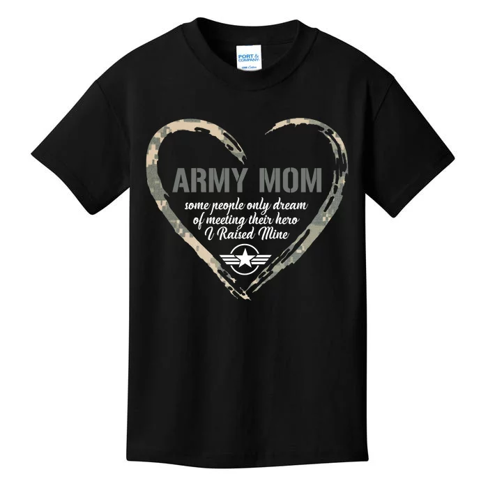 Proud American Army Mother Woman Army Woman Proud Mom Heart Military Mom Kids T-Shirt