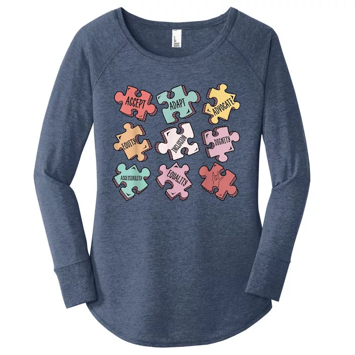 Puzzle Autism Awareness SPED Teacher  Wo Women's Perfect Tri Tunic Long Sleeve Shirt