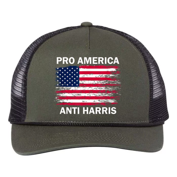 Pro America Anti Kamala Flag Kamala Harris Anti Harris Retro Rope Trucker Hat Cap