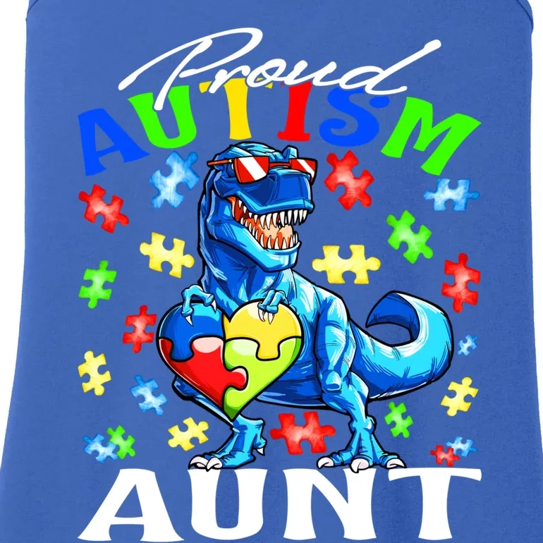 Proud Autism Aunt Dinosaur Autism Awareness Cool Gift Ladies Essential Tank