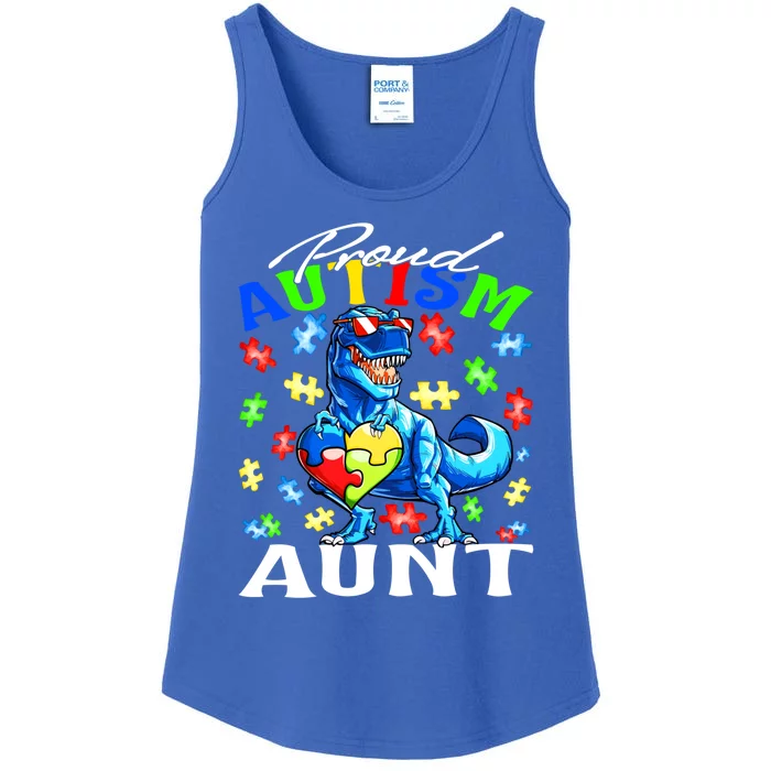 Proud Autism Aunt Dinosaur Autism Awareness Cool Gift Ladies Essential Tank