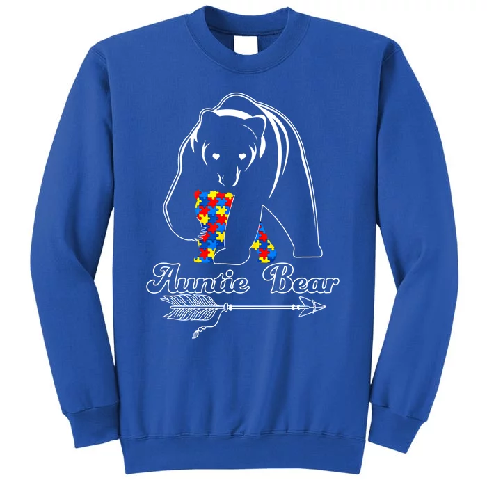 Proud Autism Auntie Bear Autism Awareness Autistic Support Cool Gift Tall Sweatshirt