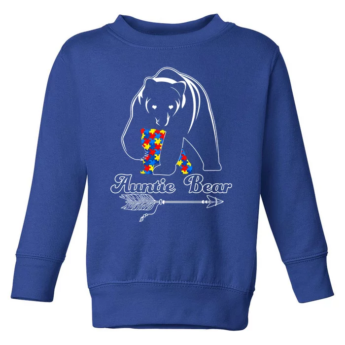 Proud Autism Auntie Bear Autism Awareness Autistic Support Cool Gift Toddler Sweatshirt