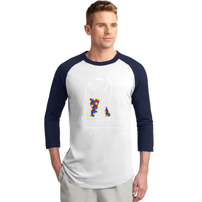 Proud Autism Auntie Bear Autism Awareness Autistic Support Cool Gift Baseball Sleeve Shirt