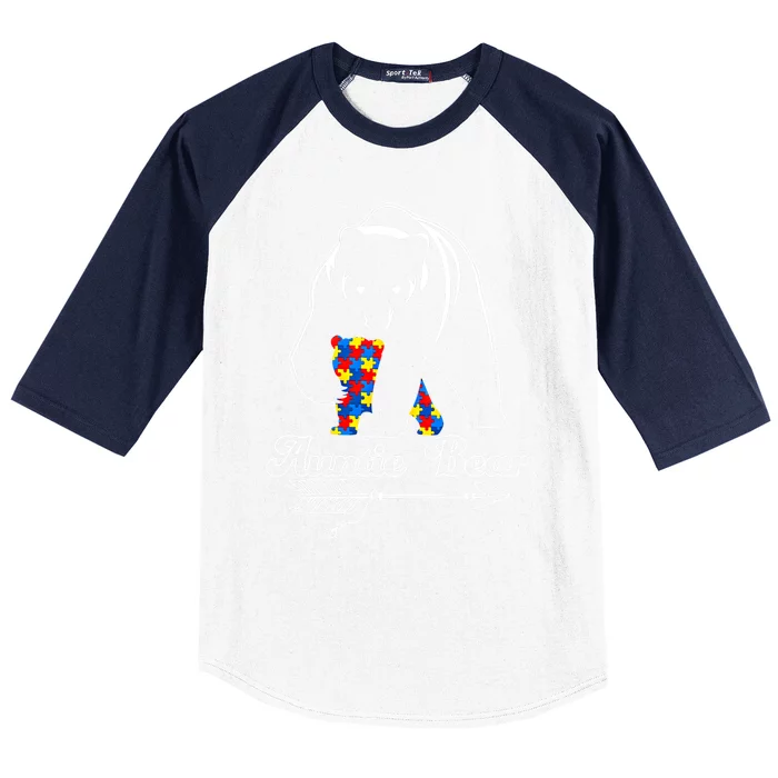 Proud Autism Auntie Bear Autism Awareness Autistic Support Cool Gift Baseball Sleeve Shirt