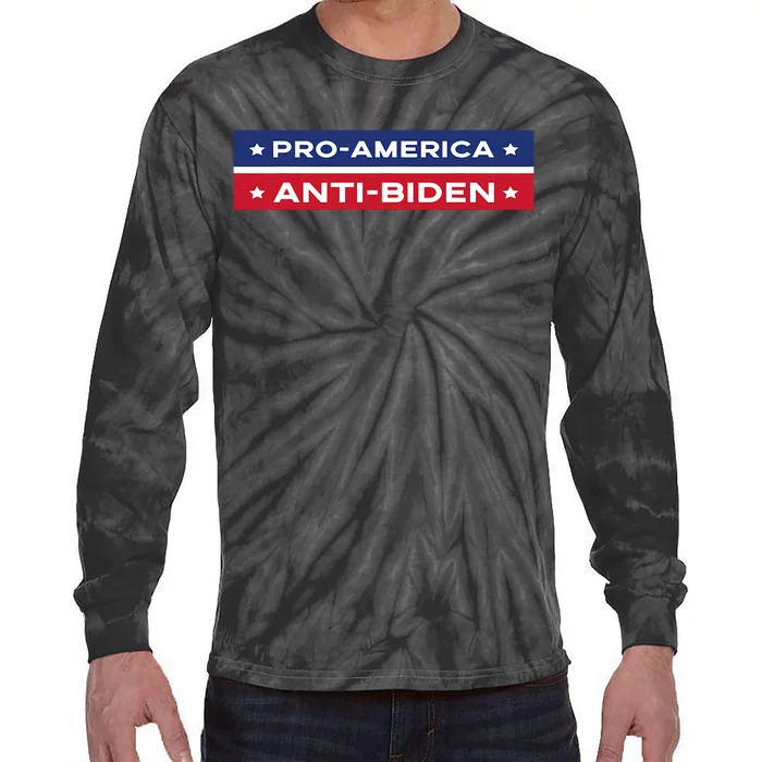 Pro America Anti Biden Flag Usa Impeach Joe Biden Anti Biden Tie-Dye Long Sleeve Shirt