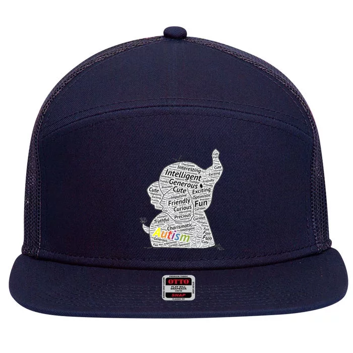 Proud Autism Awareness Elephant Gift No Puzzle 7 Panel Mesh Trucker Snapback Hat