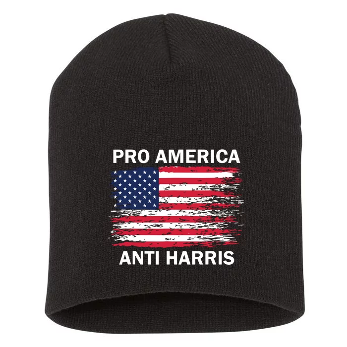 Pro America Anti Kamala Flag Kamala Harris Anti Harris Short Acrylic Beanie