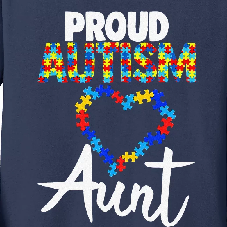 Proud Autism Aunt Autism Awareness Gift Kids Long Sleeve Shirt