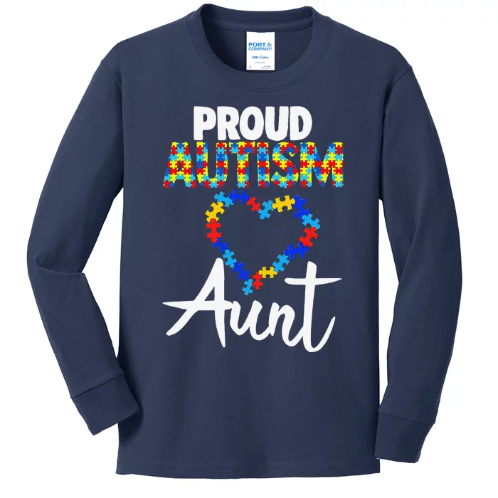 Proud Autism Aunt Autism Awareness Gift Kids Long Sleeve Shirt