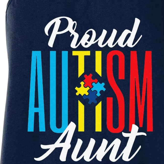 Proud Autism Aunt Awareness Support Women's Racerback Tank