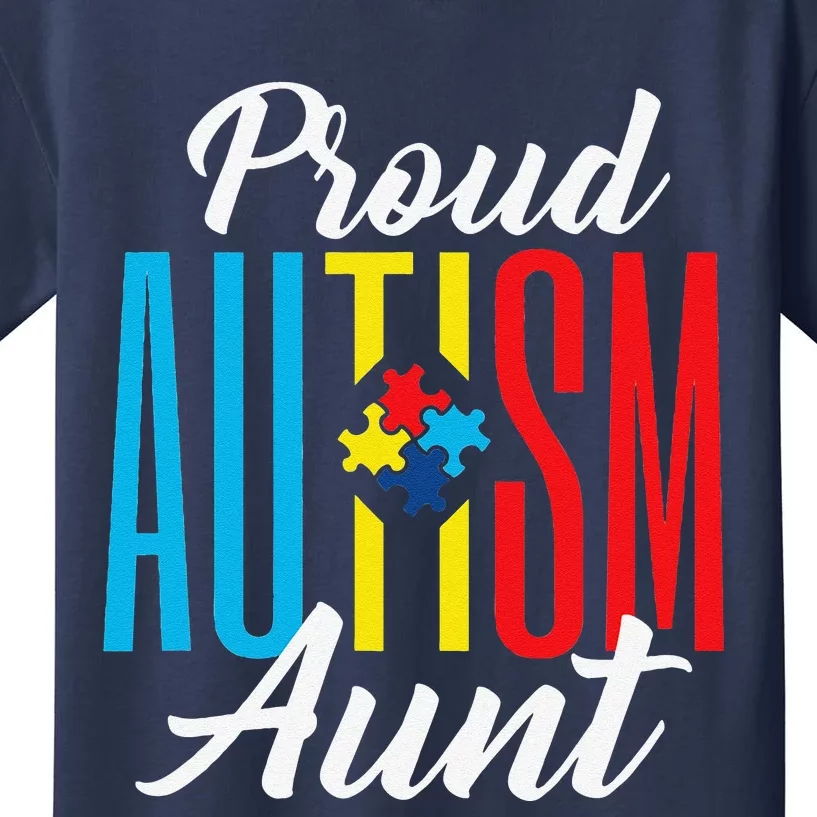 Proud Autism Aunt Awareness Support Kids T-Shirt