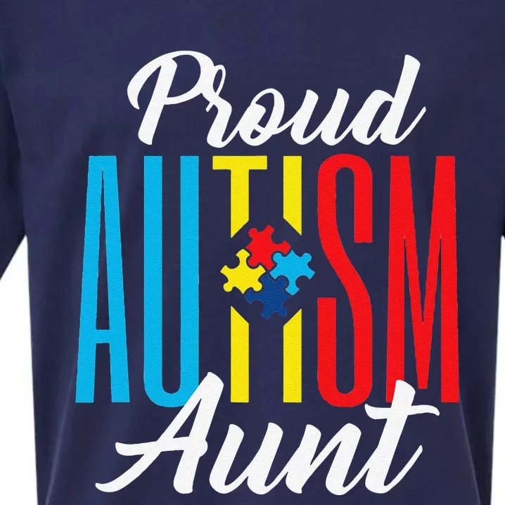 Proud Autism Aunt Awareness Support Sueded Cloud Jersey T-Shirt