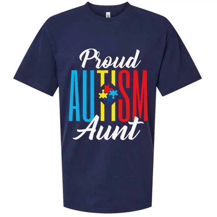 Proud Autism Aunt Awareness Support Sueded Cloud Jersey T-Shirt