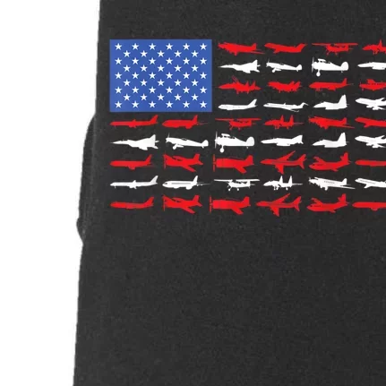 Pilot Airplane American Flag Plane Aviation Doggie 3-End Fleece Hoodie