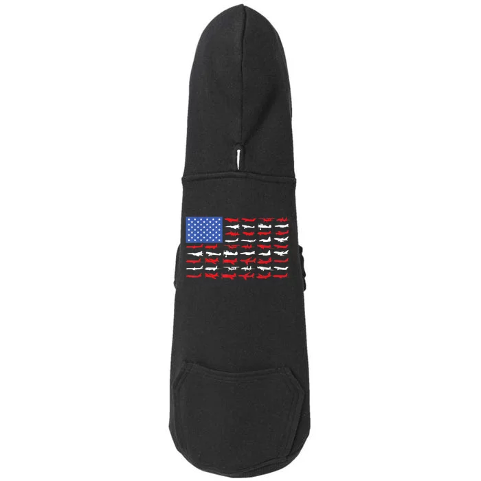 Pilot Airplane American Flag Plane Aviation Doggie 3-End Fleece Hoodie