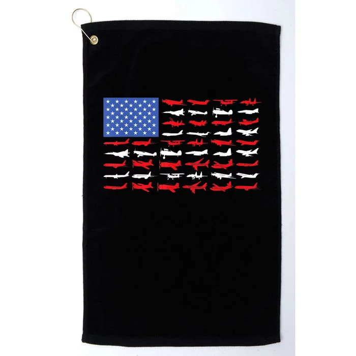 Pilot Airplane American Flag Plane Aviation Platinum Collection Golf Towel