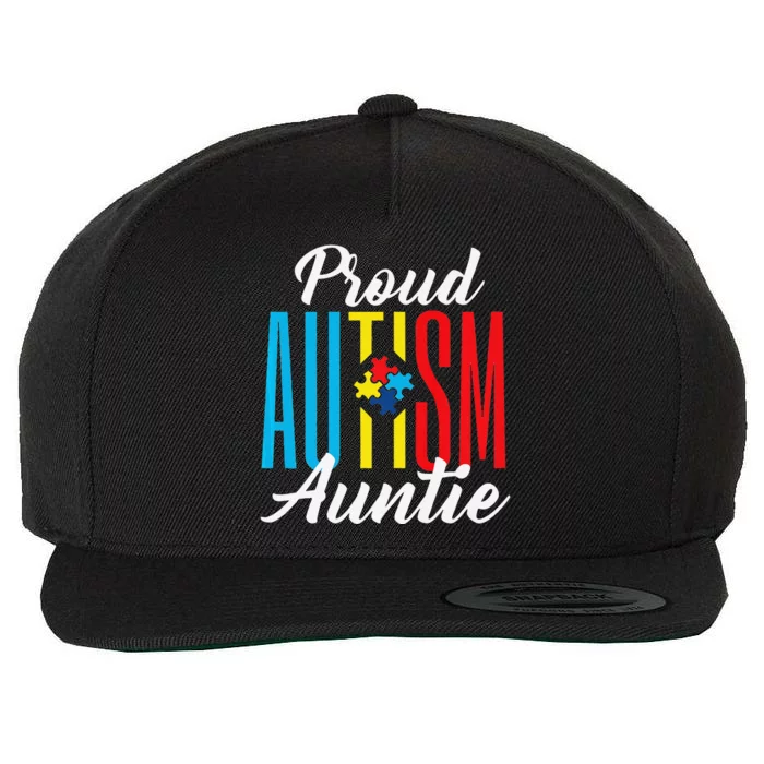 Proud Autism Auntie Awareness Support Premium Wool Snapback Cap