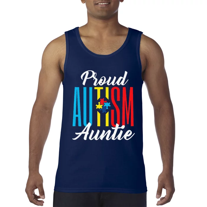 Proud Autism Auntie Awareness Support Premium Tank Top