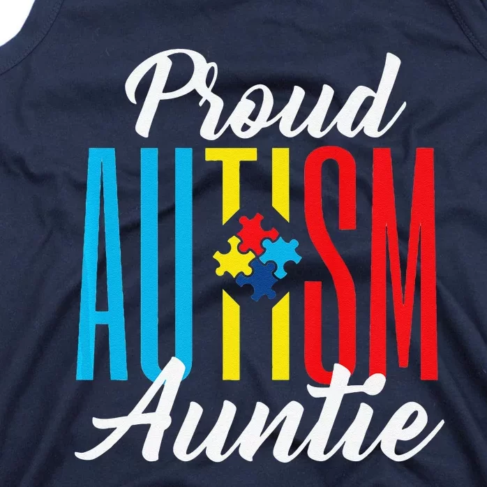 Proud Autism Auntie Awareness Support Premium Tank Top