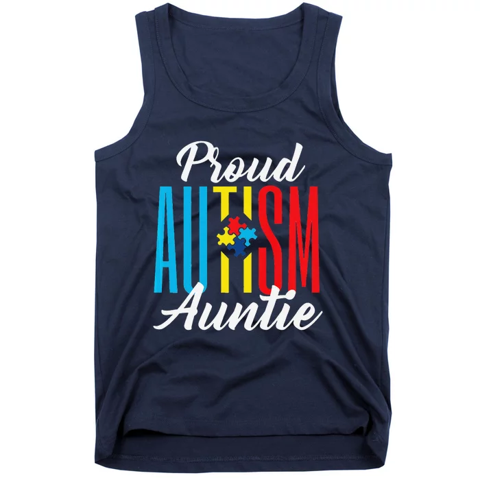 Proud Autism Auntie Awareness Support Premium Tank Top