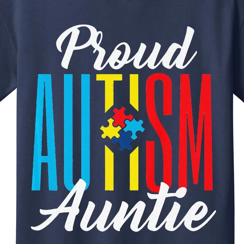 Proud Autism Auntie Awareness Support Premium Kids T-Shirt