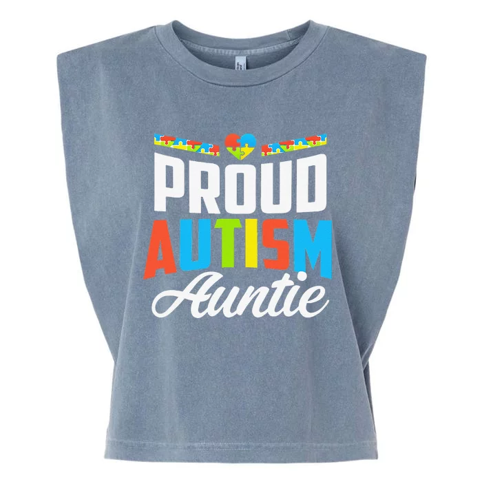 Proud Autism Auntie Awareness Support Garment-Dyed Women's Muscle Tee