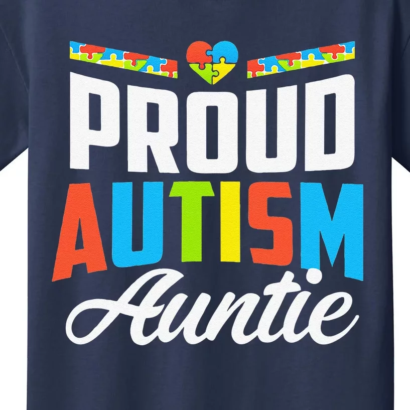 Proud Autism Auntie Awareness Support Kids T-Shirt