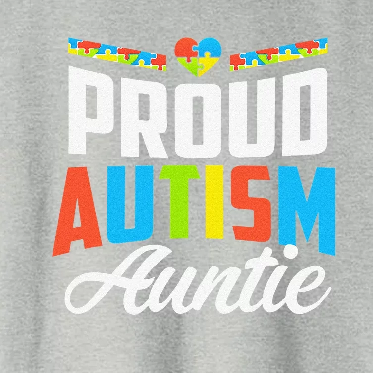 Proud Autism Auntie Awareness Support Women's Crop Top Tee