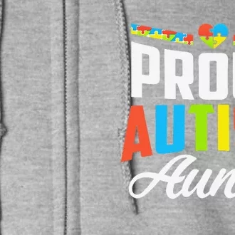 Proud Autism Auntie Awareness Support Full Zip Hoodie