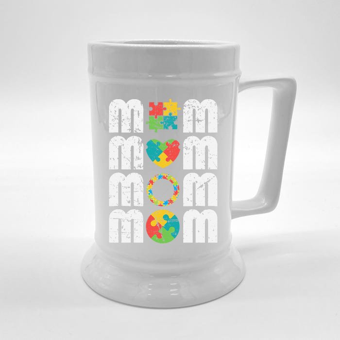 Proud Autism Awareness Day Mom Front & Back Beer Stein