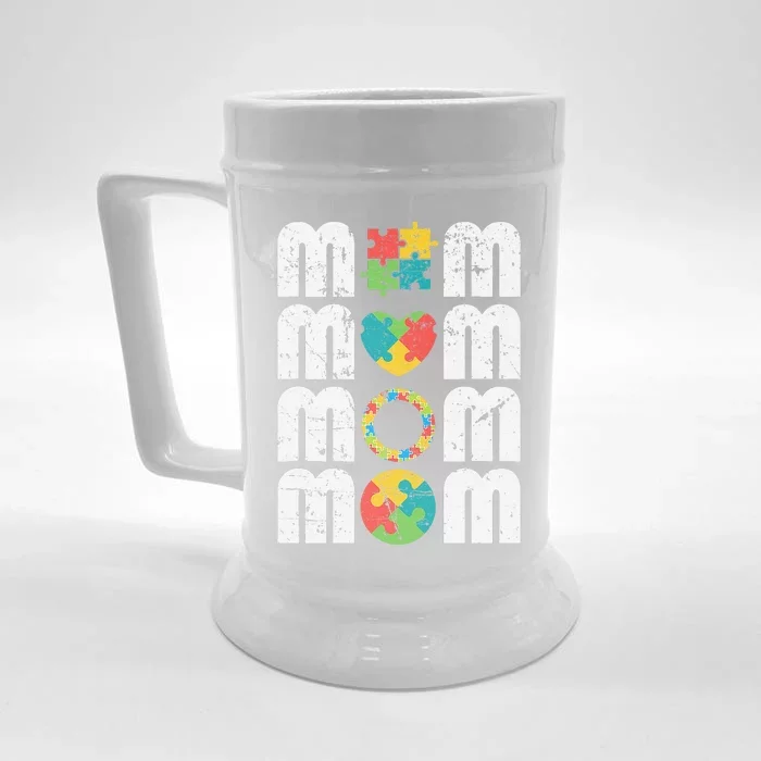 Proud Autism Awareness Day Mom Front & Back Beer Stein