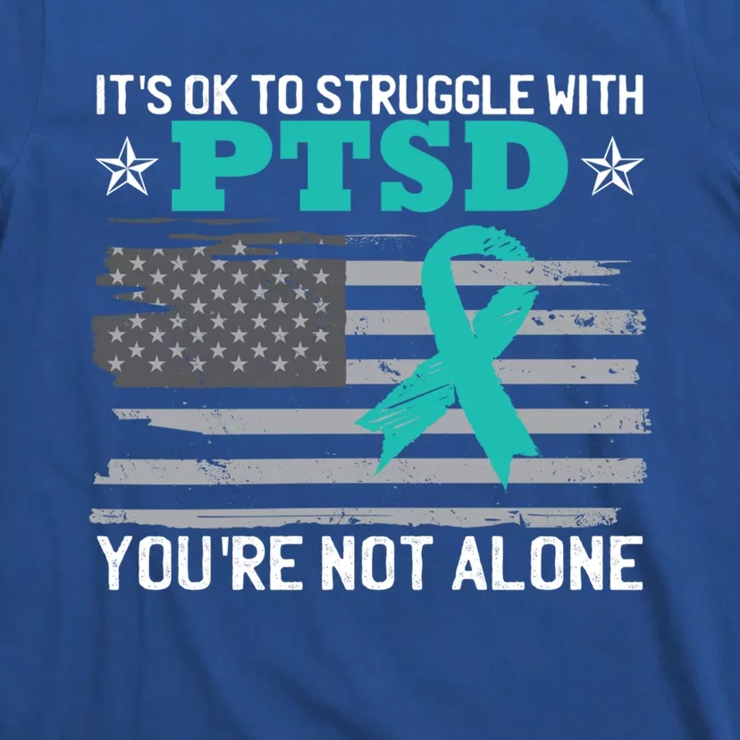 Ptsd Awareness American Flag Us Veteran Teal Ribbon Ptsd Gift T-Shirt