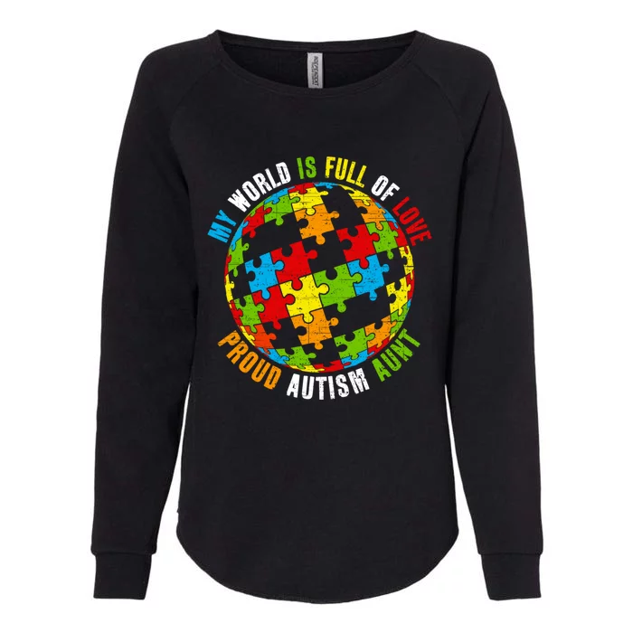 Proud Autism Aunt Puzzle World Awareness Gift Womens California Wash Sweatshirt