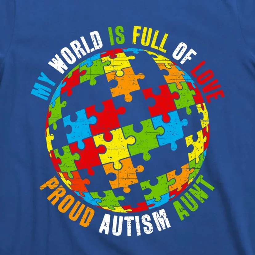 Proud Autism Aunt Puzzle World Awareness Gift T-Shirt